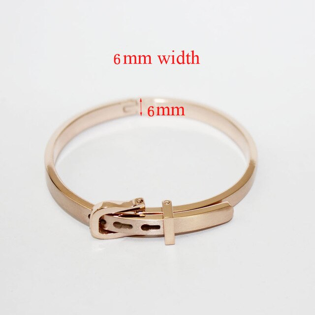 Riem Gesp Armband Femme 4 Kleuren Rvs Punk Verstelbare Manchet Armbanden Bangles Lady Sieraden: 6 mm rose gold