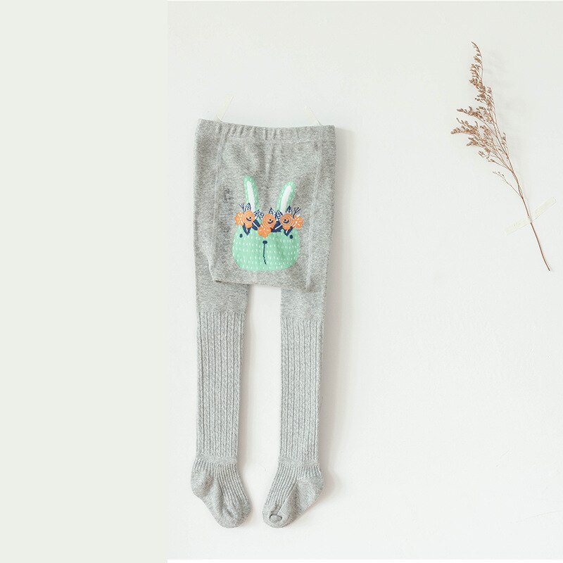 Medias de algodón con dibujos animados para bebés y niñas, medias cálidas, suaves, para primavera y otoño: gray