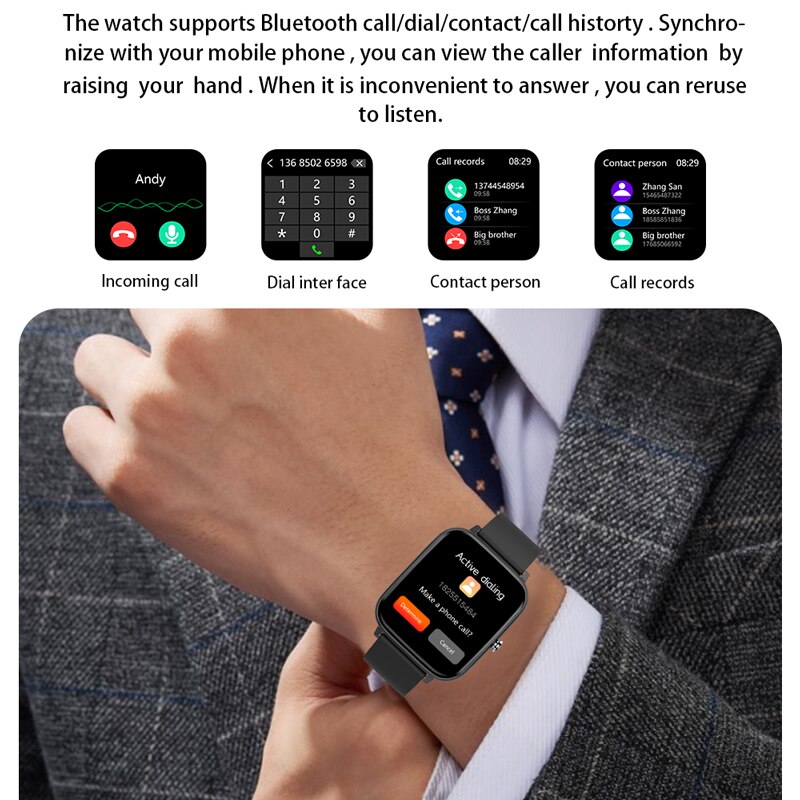 Rollstimi Smart Watch Men Bluetooth Answer Call Full Touch Dialing Fitness Tracker Waterproof Smartwatch Ladies Sports wristband