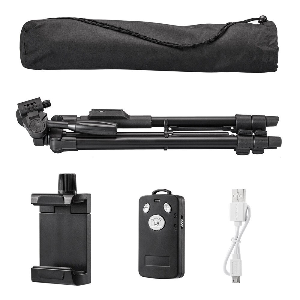 Di alluminio Della Macchina Fotografica Video Treppiede Peso Leggero Viaggi Treppiede Portatile + Remote per il Telefono DSLR Della Macchina Fotografica iPhone 8 Samsung Huawei P20 a7III