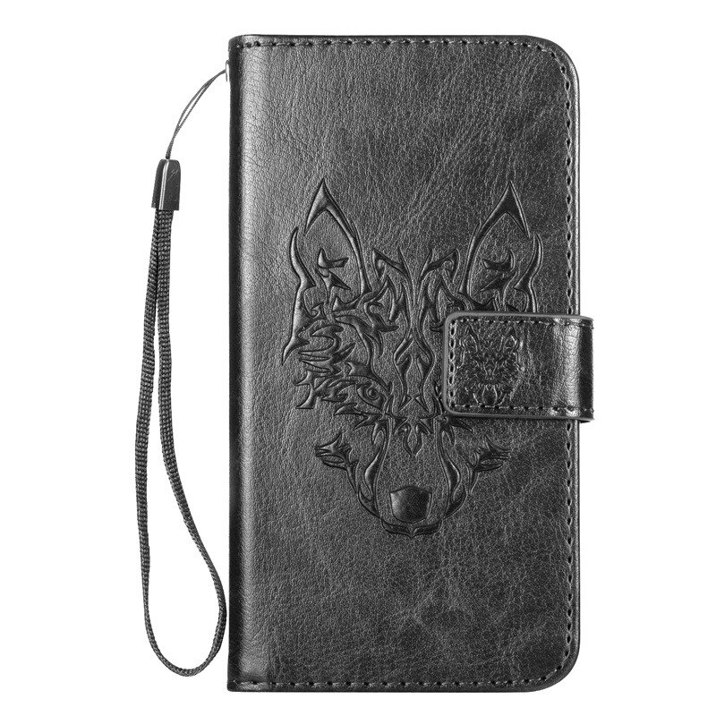 GUCOON Vintage Wallet Case voor Caterpillar Cat S61 S60 PU Leer Klassieke Boek Flip Cover Magnetische Mode Gevallen: Caterpillar Cat S60 / Wolf Black
