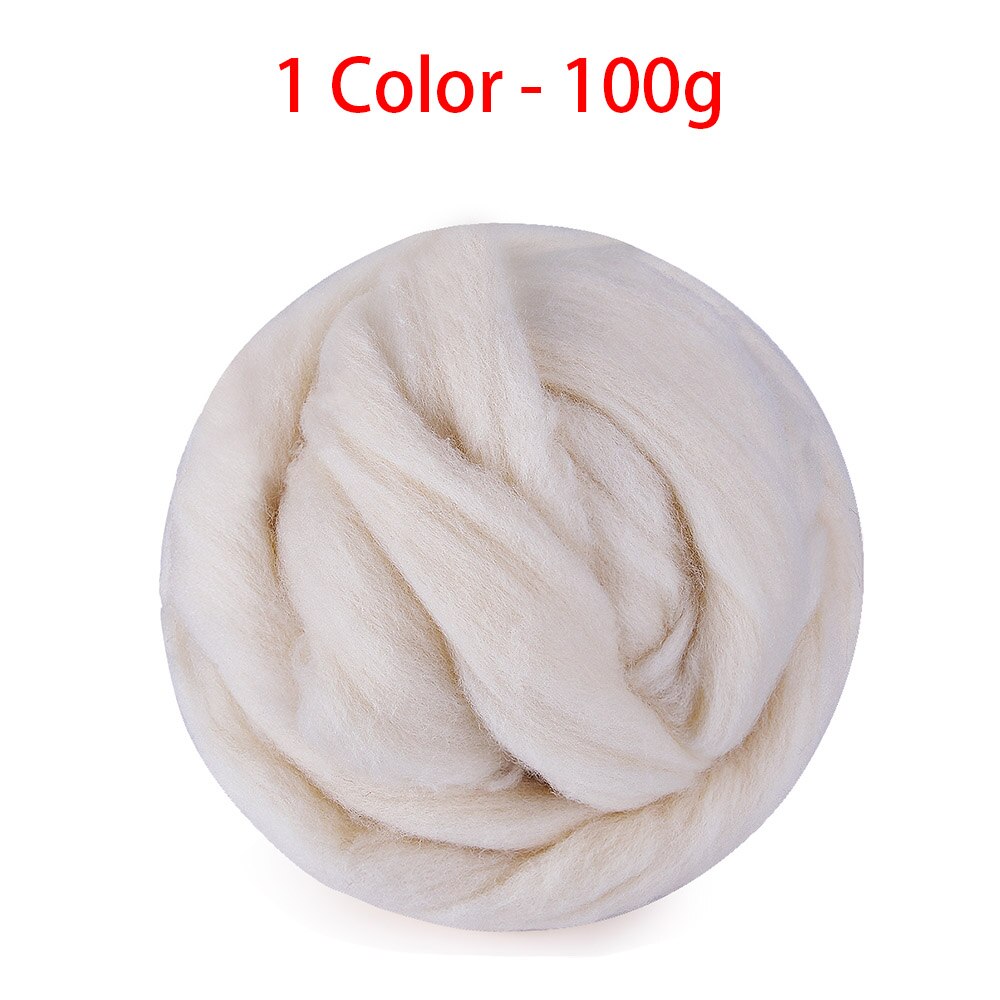 24/30/36/50 farver merino filtning uld toppe blød roving uld fiber til nålefiltning & våd filtning gør-det-selv dukke håndarbejde håndlavet: 100g hvide