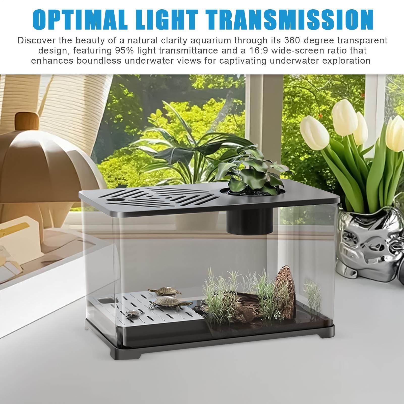 Akwarium na biurko, duży akwarium, pojemnik na akwarium, panoramiczne HD z miejscem robić odpoczynku dla żółwi, robić uprawy roślin wodnych, gupików.