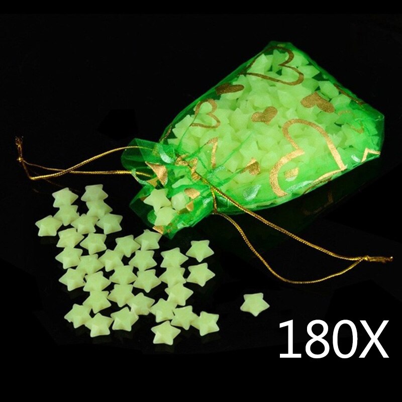 180Pcs Stars Glow in the Dark Luminous Fluorescent Plastic Cute Wall Decoration for Kid Home for Wedding birthday YH-17