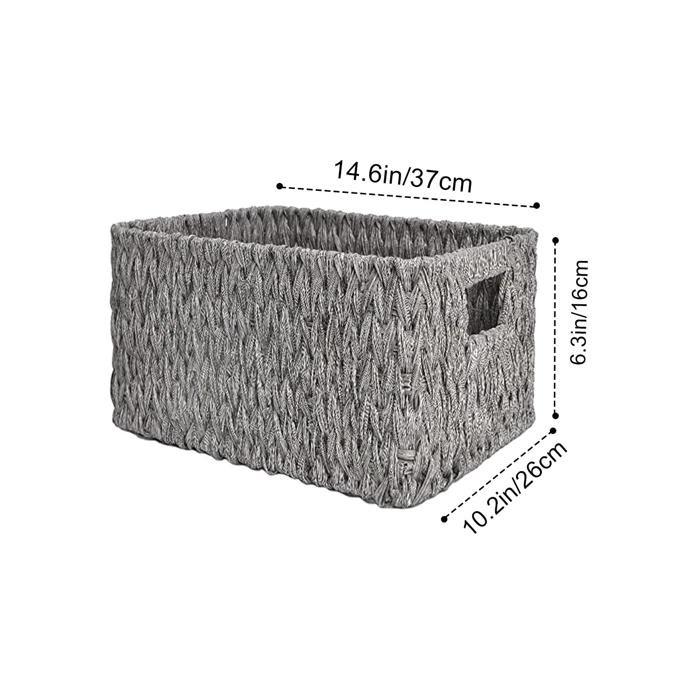 Organizer For Cosmetics 3 Sections Wicker Baskets for Shelves Hand-Woven Storage Baskets Bathroom Organization Water Hyacinth: L Grey