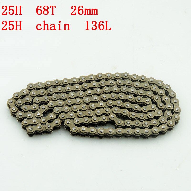 Good 25H 68T tooth 29mm rear Sprocket + 25H Chain 136L Links For 2 Stroke 47cc 49cc Mini moto Pocket Bike ATV Quad: Dark Grey