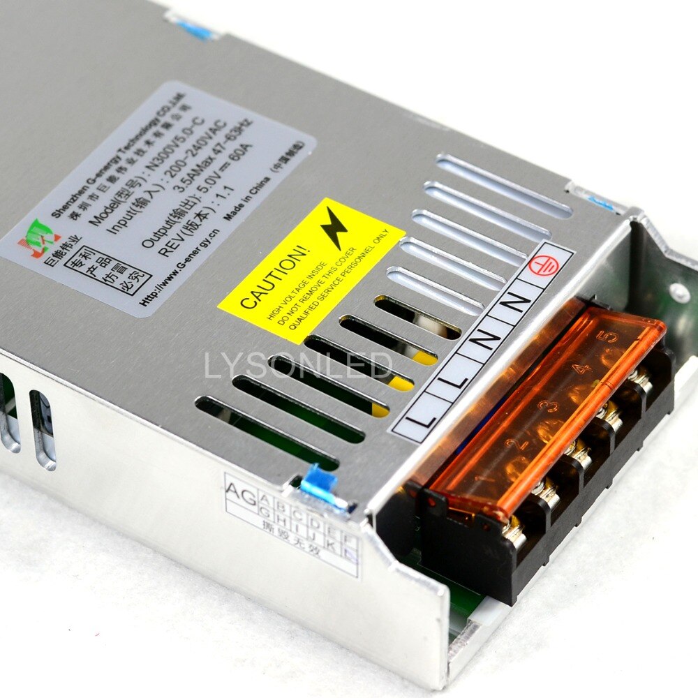 G-Energie N300V5-C Slanke 5V 60A 300W Led Display Voeding, maat 212*83*30Mm Video Screen Switching