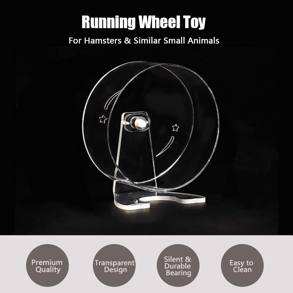 Transparent Hamster Running Wheel Treadmill Small Pet Toys Silent Running Wheels Non-Toxic Plastic Steel Silent Bearing Diameter
