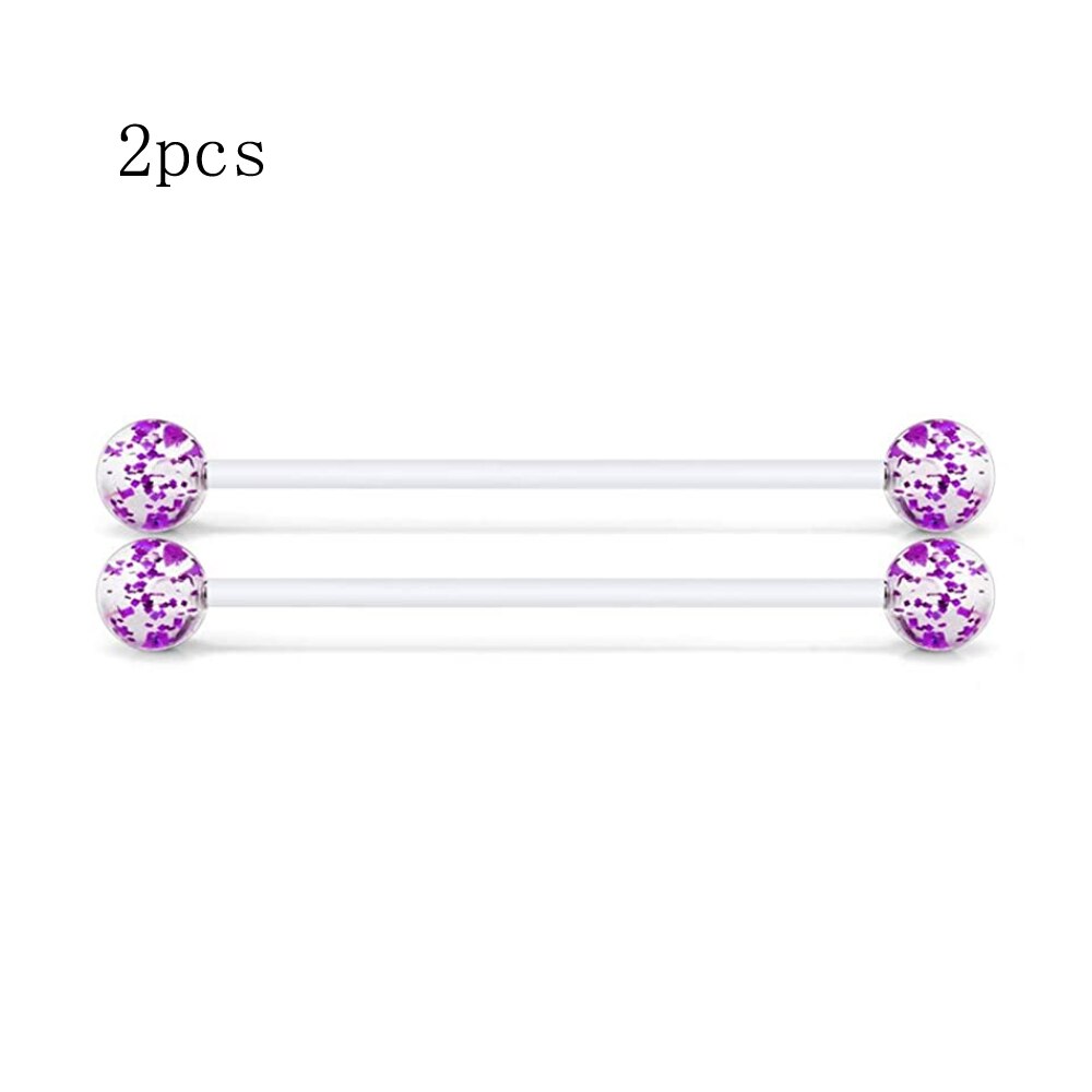 Clear Kraakbeen Earring Piercing Vazallen Flexibele Acryl Helix Hoop Neus Lip Stud Wenkbrauw Tragus Septum Hoefijzer Ring Paars: B Ear 2pcs