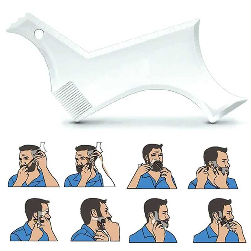 Plantilla de barba para hombre, herramienta de estilismo, peine moldeador de barba de doble cara, herramienta de belleza para hombre, herramienta de afeitar para depilación