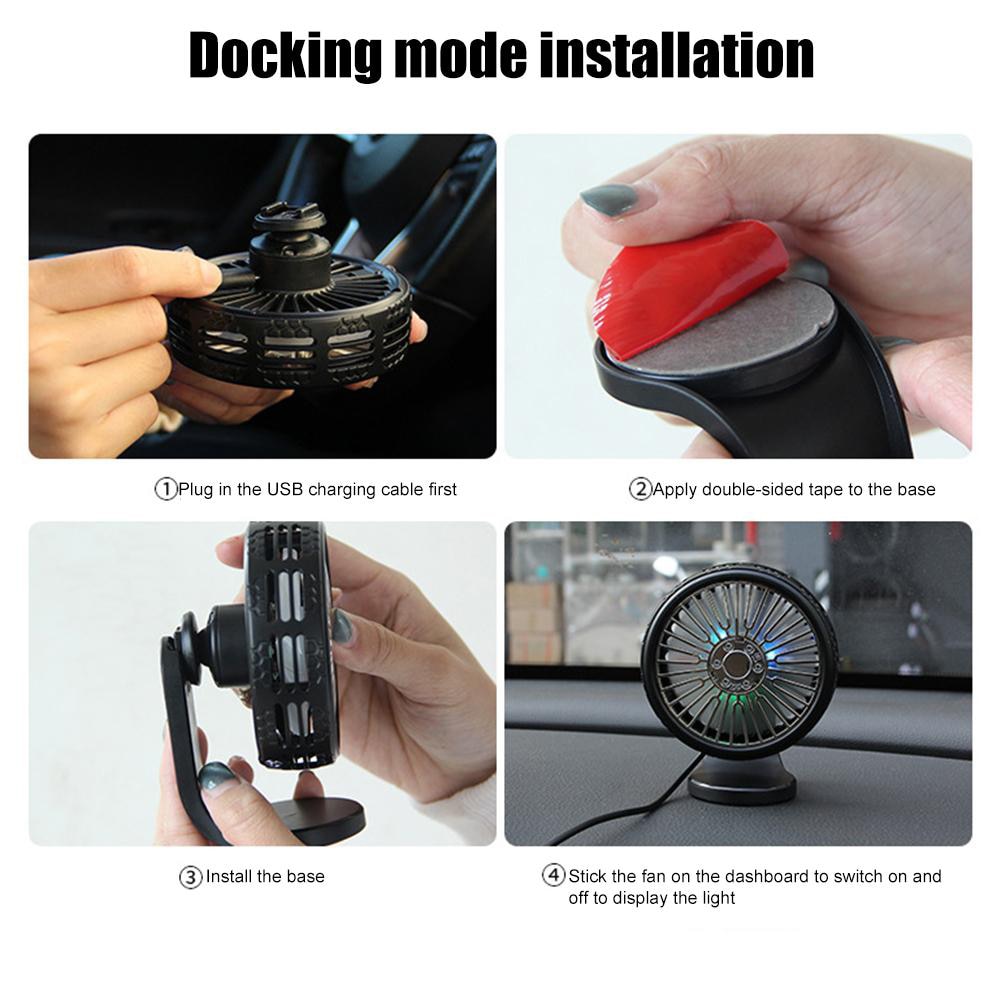 Portable Mini Electric Car Fan Low Noise Car Air Conditioner 360 Degree Rotating Cooling Fan Car Cooler Ventilador Summer