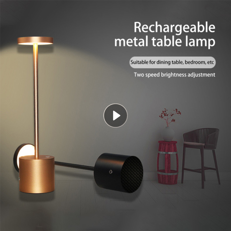 Lámpara de escritorio de Metal, luz LED de mesa inalámbrica recargable, para restaurante, café, de noche, Retro, Bar, iluminación