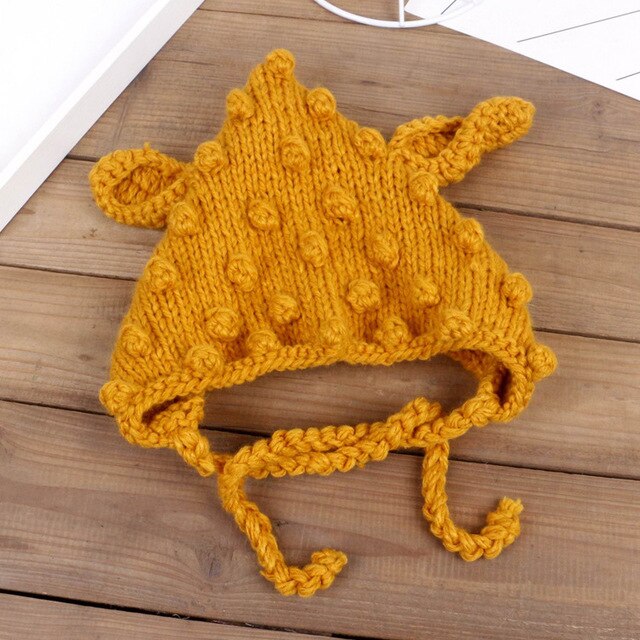 Gorros de lana con orejeras para bebés, con cordones, para otoño e invierno, para hombres y mujeres, sombreros artesanales, bonitos de punto: A1