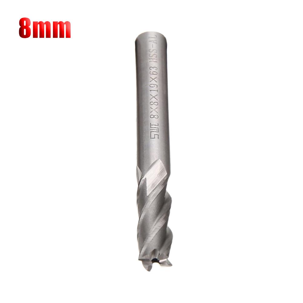 1pc HSS-AL 4 Flute End Mill Straight Shank Drill Bit Metal End Processing Mill Cutter Drill Bit Tool Power Tool Accessories: 8mm