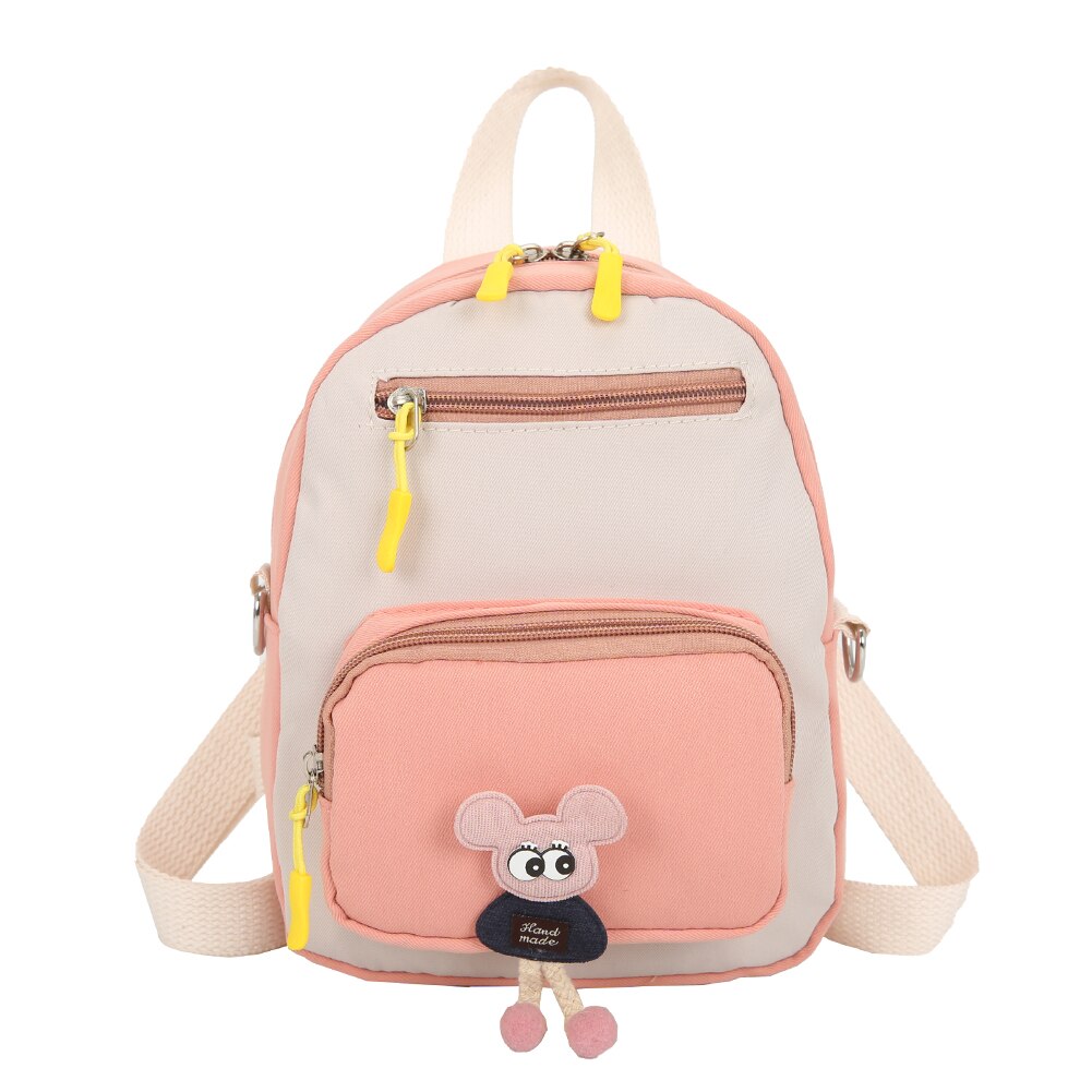 Neue Sommer Frauen Studenten Farbe Spleißen Multi Schichten Rucksack Nette Puppe Studenten Kleine Leinwand Rucksack Tornister: Rosa