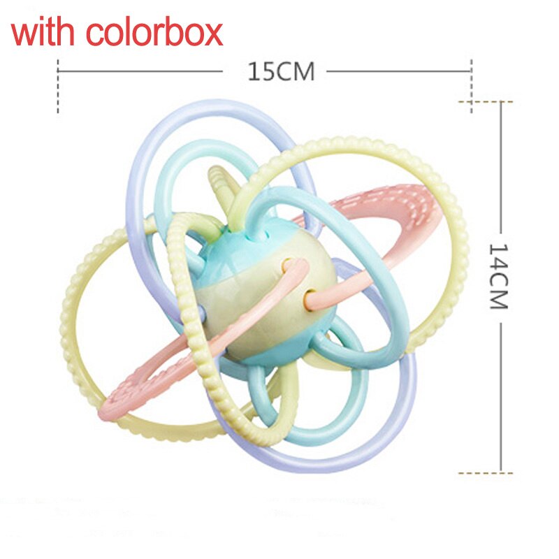Weiche BeißRing Baby Rasseln Spielzeug für Kleinkind Kleinkind 0 12 Monate Entwickeln Hand Greifen FrüHenne Lernen Spielzeug Ring Glocke Klang Ball: BT0026-withbox