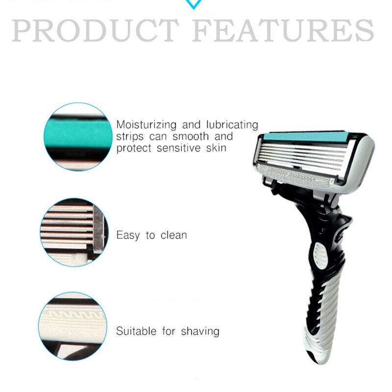 2 stk dorco mænds barberblad pace 6 -lags shaver rejsemanual barberskrabere maskine med håndtag sikkerhedsskraber