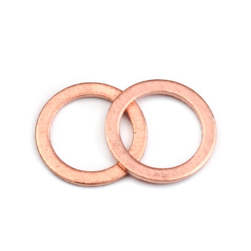 50pcs Assorted Copper Washer Flat Ring Gasket Set Solid Seal Placemat Bowl Plug Oil Seal Parts Tool Fitting Hardware Fastener