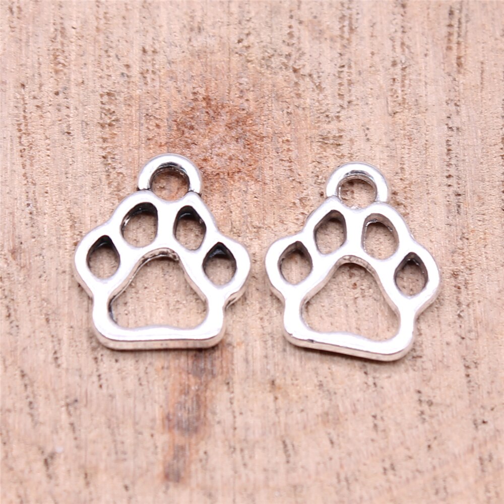 Wysiwyg 40 stk 13 x 11mm charms hundepote tibetansk bronze sølvfarve vedhæng antikke smykker fremstilling af gør-det-selv håndlavet håndværk