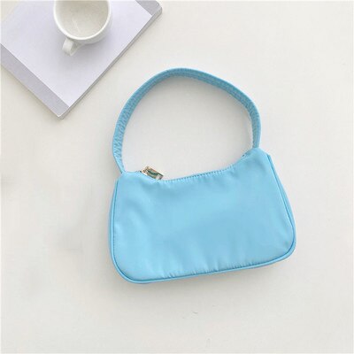 Mara sonho 2020 nova cor sólida moda feminina bolsa de ombro lona verão saco portátil simples selvagem pequeno quadrado: Cblue