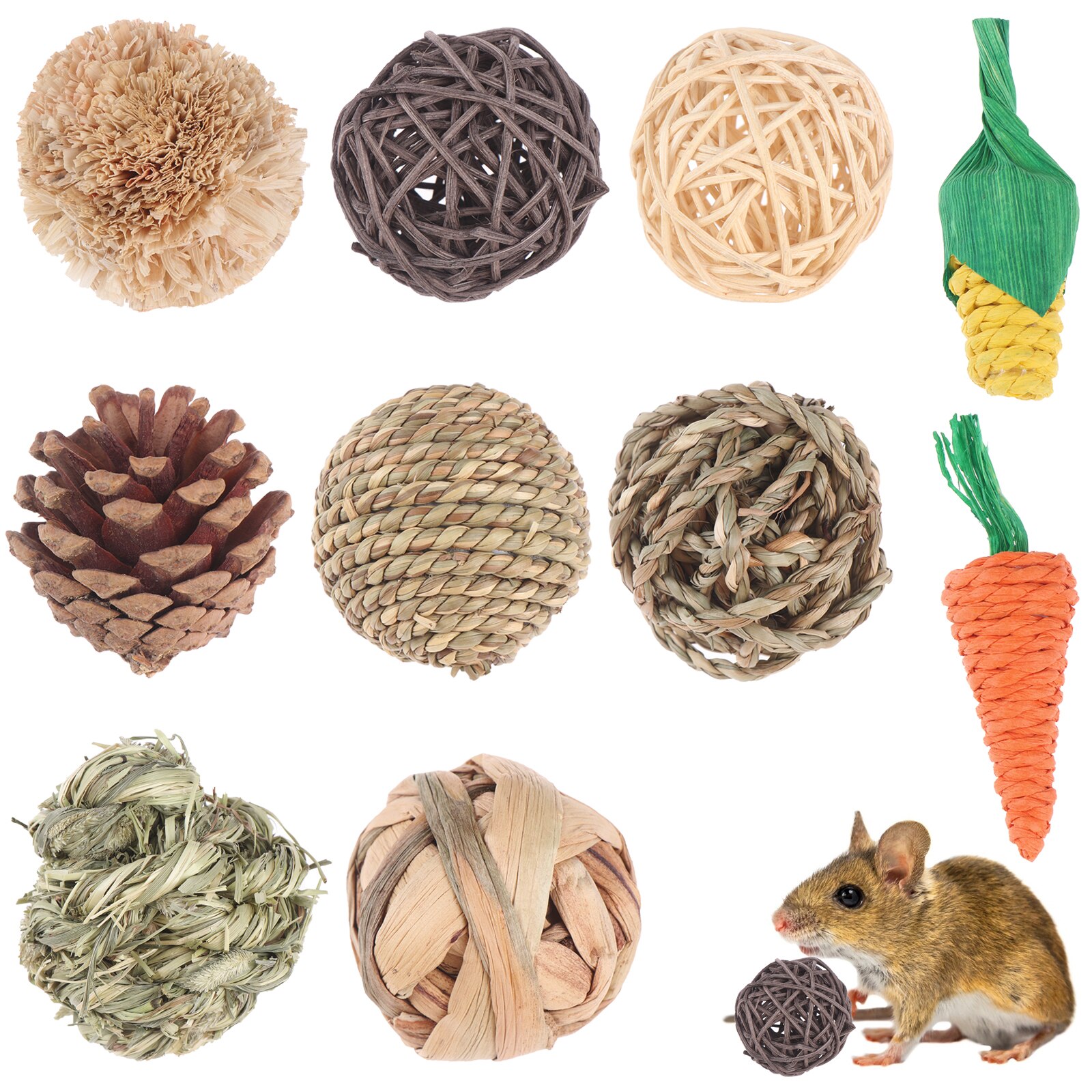 10 Pieces Rabbit Chew Toys, Bunny Tooth Chew Toys, Small Animals Play Bal: 10 pcs