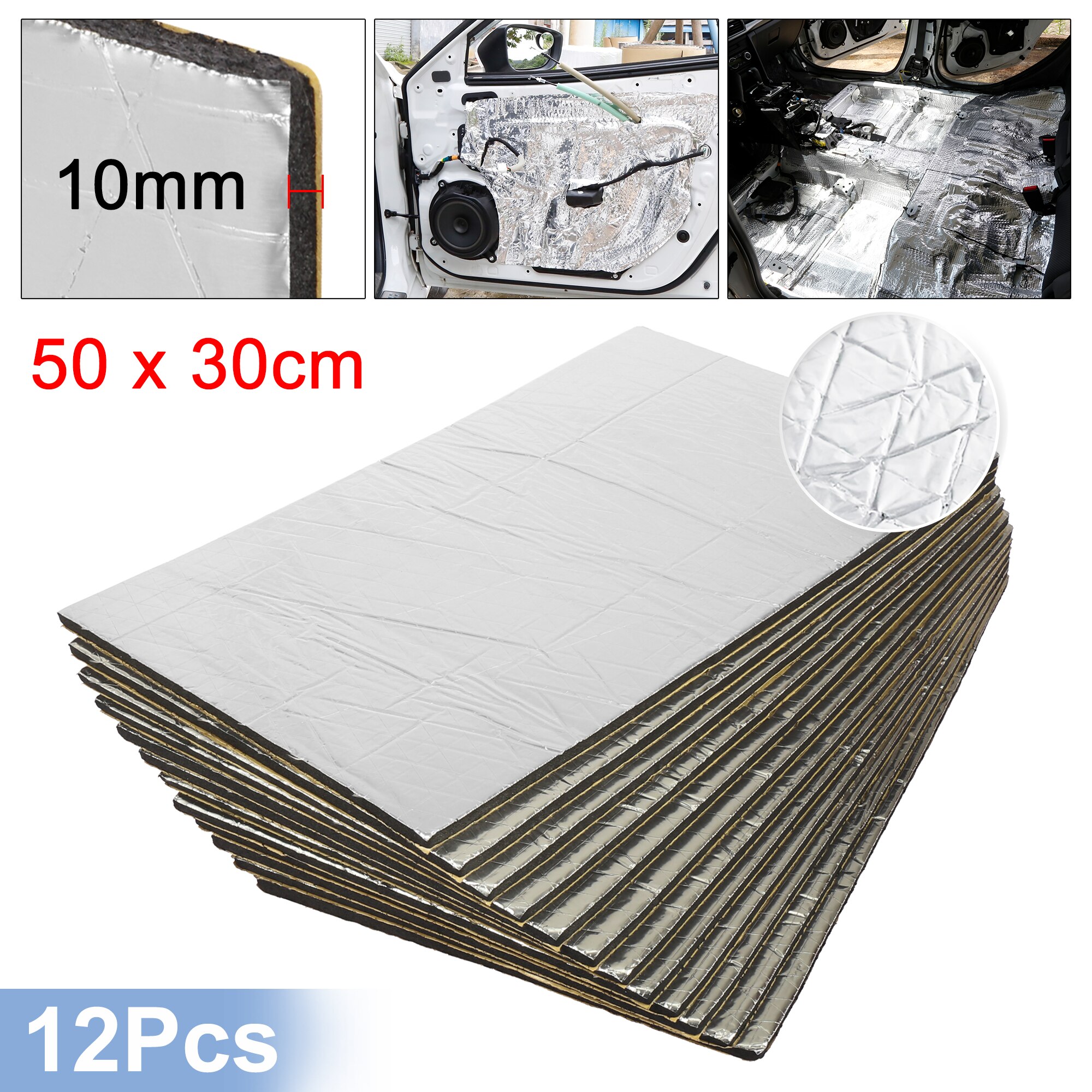 Uxcell-manta isolante de calor e som automotivo, 12 ou 50cm x 30cm, isolamento da temperatura, impermeabilização: 10mm12p AluminaFiber