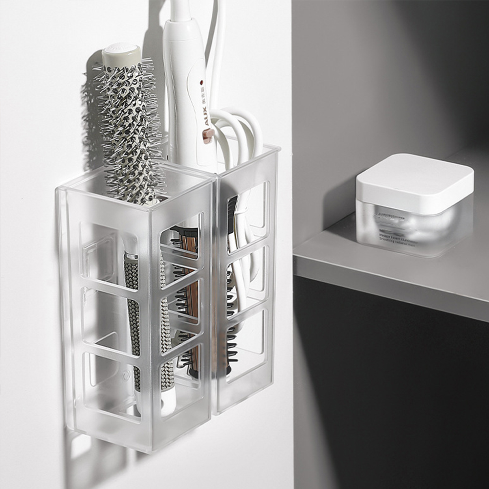 Cajas de almacenamiento, organizador de herramientas de peluquería montado en la pared, soporte remoto para cosméticos, estuche adhesivo, estantes para el baño, suministros para el hogar