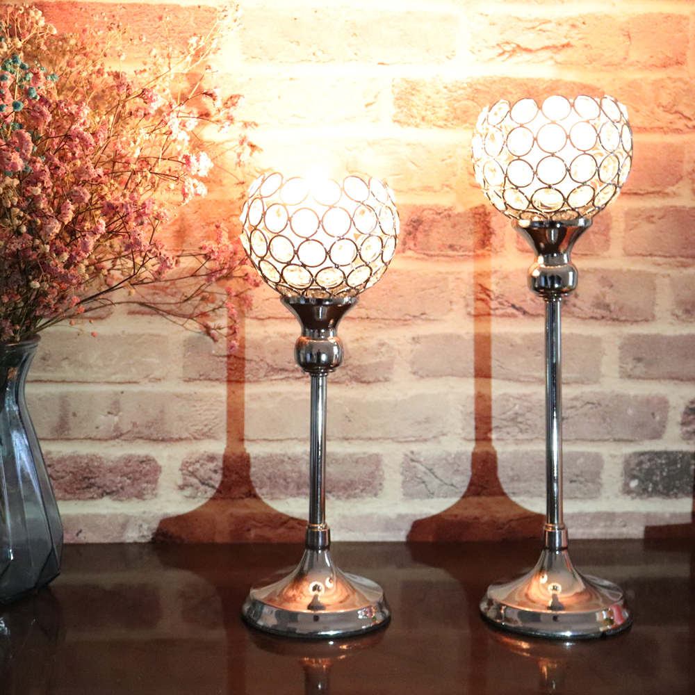 Candelabro de cristal para mesa de comedor, candelabros de Metal para decoración de bodas, Navidad y Halloween, 1 unidad