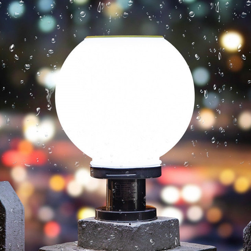 Led rund boll rostfritt stål solar stolpe lampa utomhus  ip65 vattentät kolumn huvud ljus för trädgård villa pelare trädgård hotell