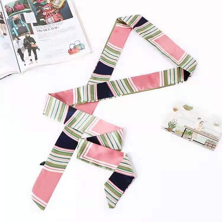 Tryckt sidenscarf dam dam scarveshot lyx kvinnor siden scarf hals huvud halsduk hår scarf 200*5cm smala scarfs: Grå