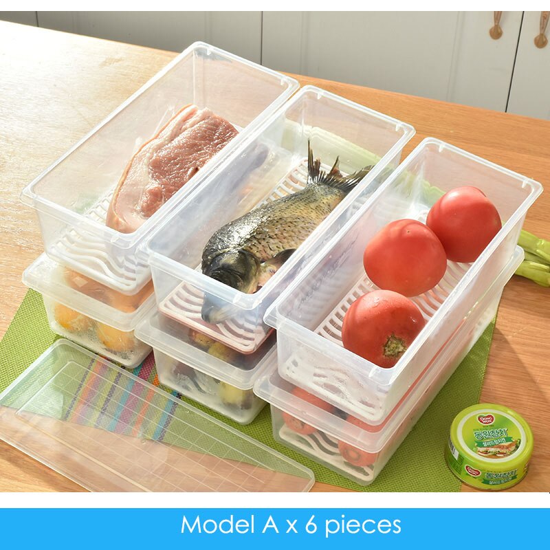 Keuken Plastic Voedsel Groente Opslag Container Organizer Koelkast Opbergdoos Voedsel Containers Kleine Koelkast Opbergdozen: A6