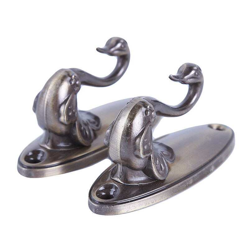 Zinklegering gardiner kroge svanemønstret gardin tilbehør gyldent vindue gardinholder metal gardin væg kroge: Grøn bronze