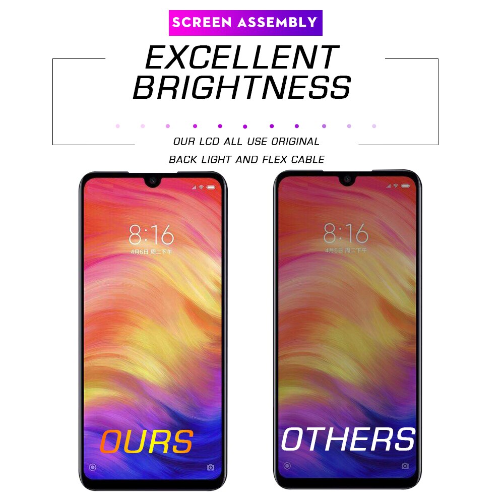 6,3-Zoll-LCD für Xiaomi Redmi Note 7, Display, Touchscreen mit Rahmen, Digitizer-Baugruppe, Ersatz für Redmi Note 7 Pro