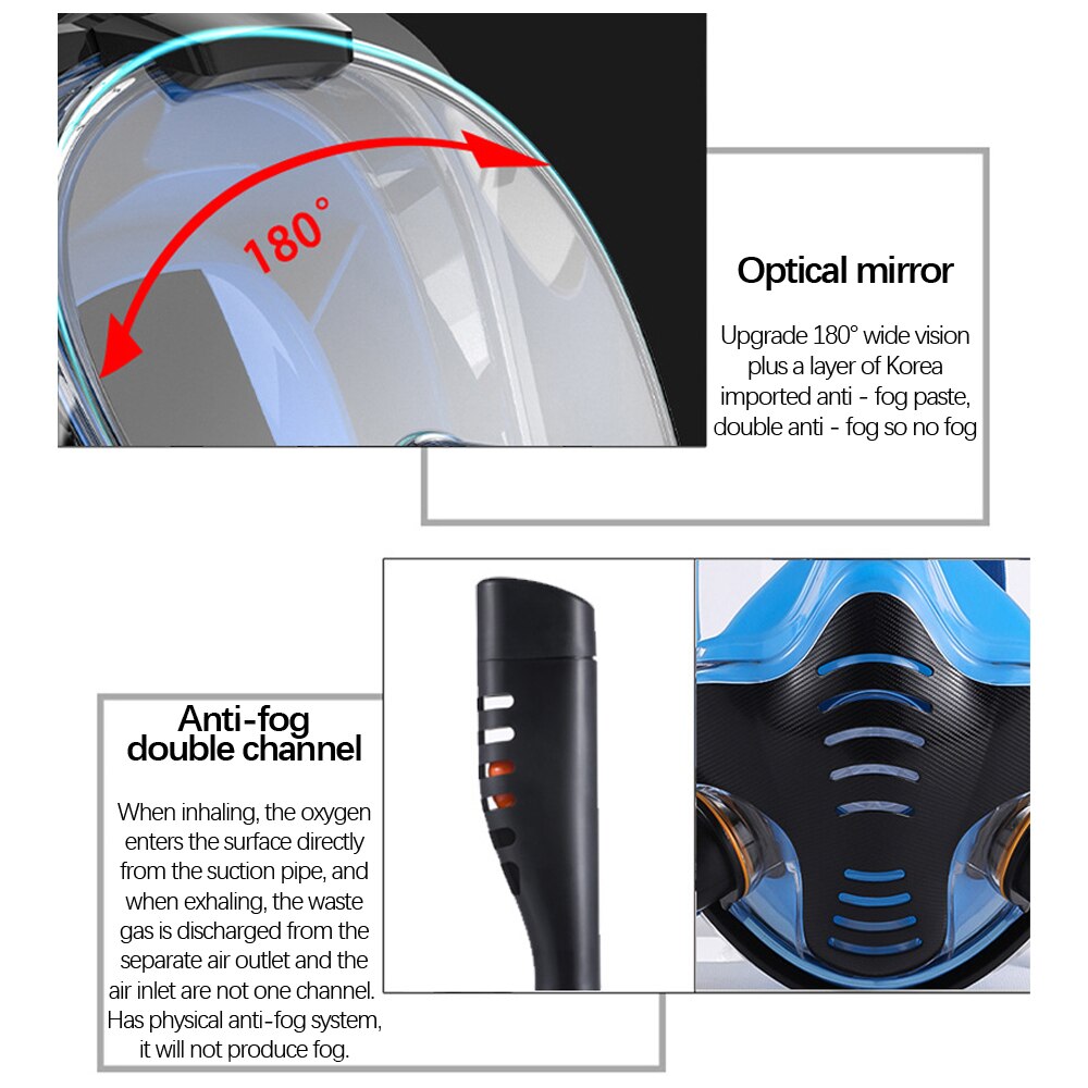 Full Face Snorkeling Scuba Masks Diving Masks Underwater Anti-fog Anti-Leak Safe and Waterproof Swimming Adult Children