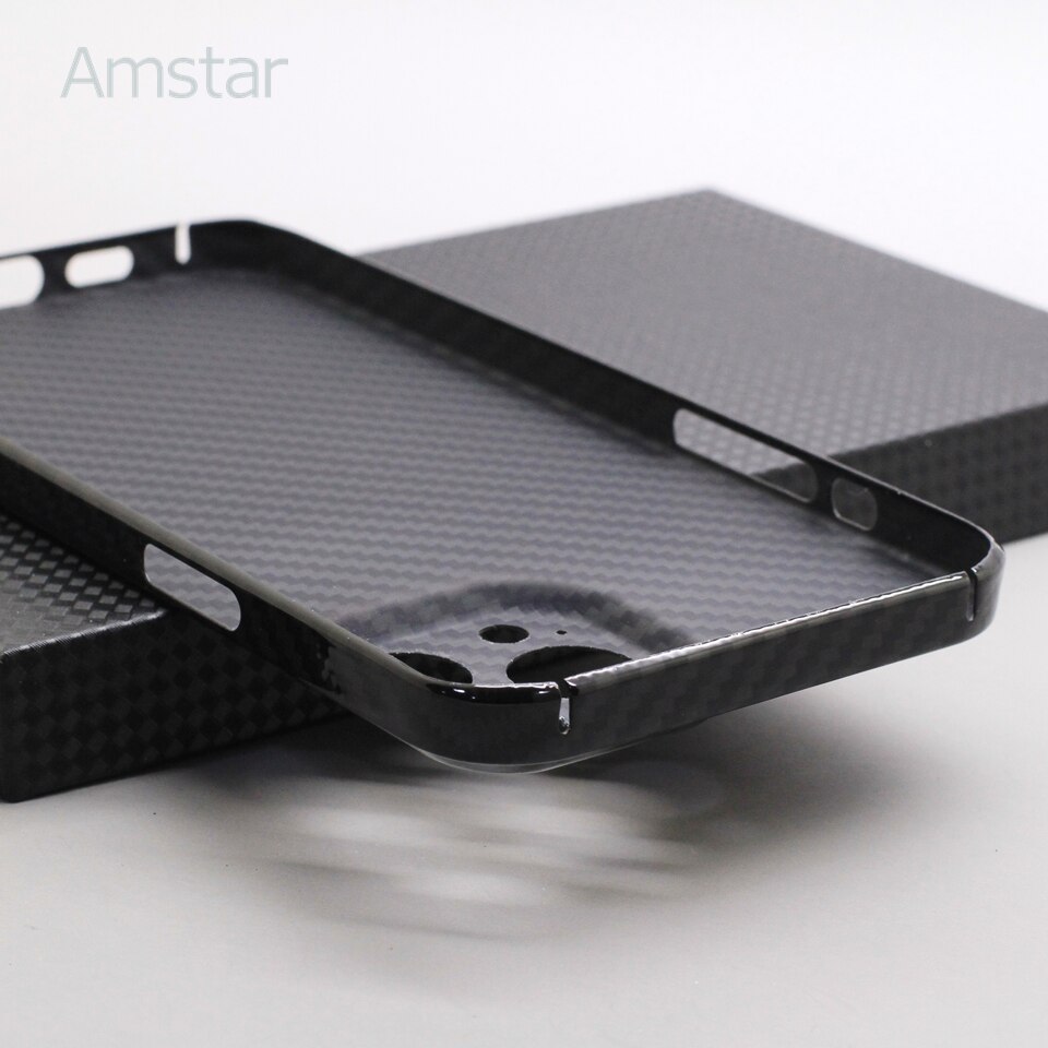 Amstar Glossy Black Carbon Telefoon Case Voor Iphone 13 Pro Max Luxe Business -Proof Aramid Fiber Iphone 13 Pro Cover