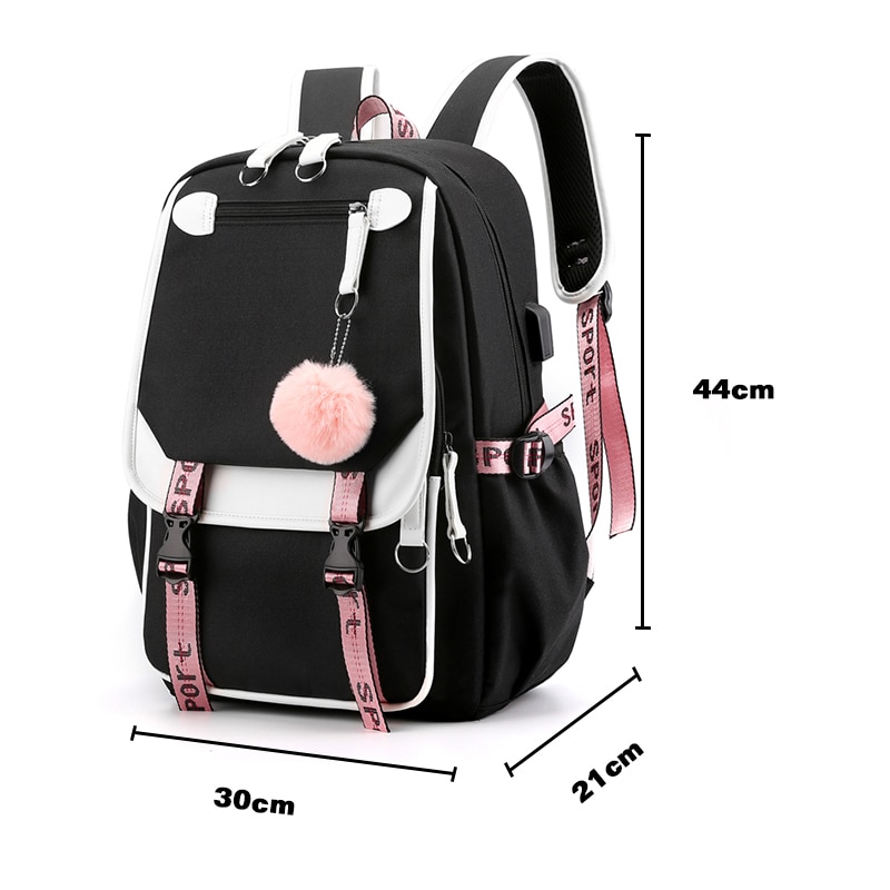 BPZMD Women girls School Backpacks Anti Theft USB Charge Backpack Waterproof Bagpack School Bags Teenage Travel Bag