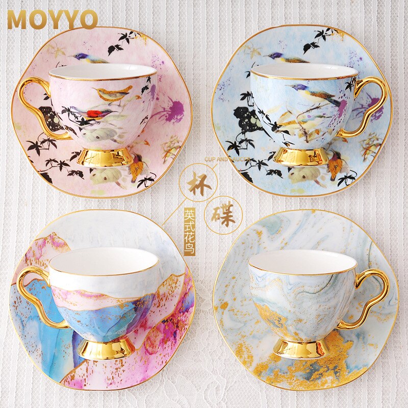 Pastoral Nordic Cup Saucer Bone China Creativity Teaware Reuseable Eco Friendly Cup Saucer Coffee Canecas Home Decoration EK50BD