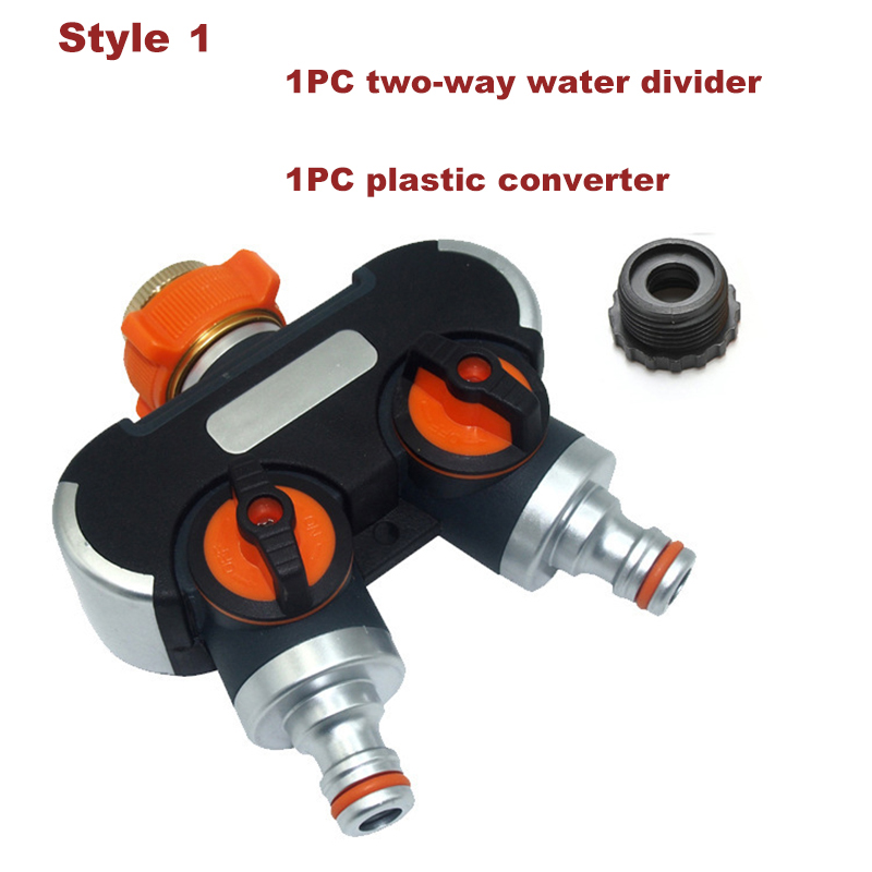 Garden Irrigation Valve 2-Way Water Tap Splitters Outdoor Tap And Faucet 1/2" 3/4" Water Divider Garden Watering Distributor: Orange
