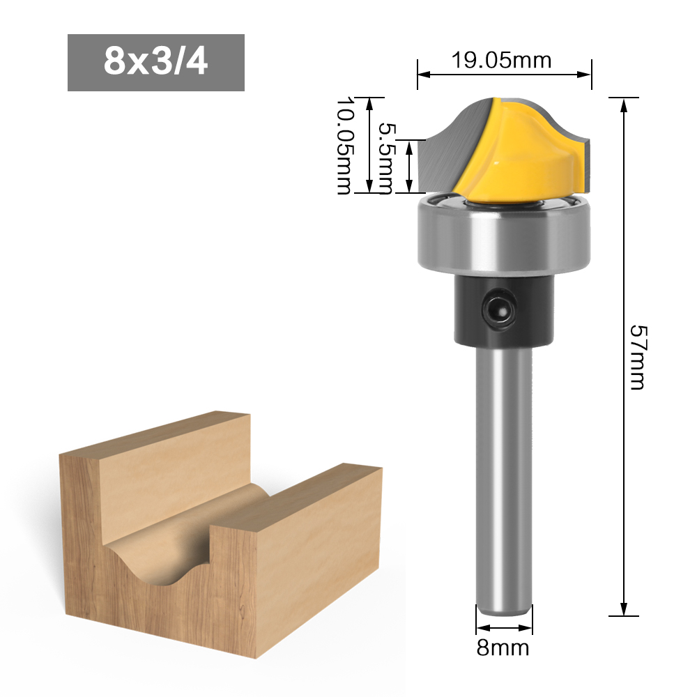Mèche de toupie à rainure en Faux panneau 3/4 &quot;, 1/4&quot;, 1/2 &quot;, 8&quot;, 12mm, coupe-bois à tige Tenon pour outils de menuiserie: 8mm shank