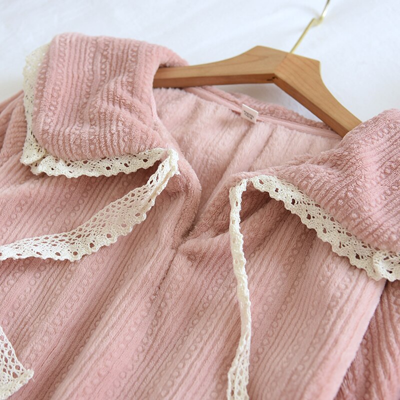 Pijamas gruesas de franela para mujer, ropa de dormir de invierno, Pijama de salón, traje de manga larga, conjunto de ropa de casa