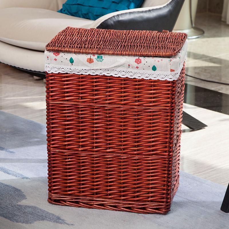 Förvaringskorg för smutskläder rottingkorg extra stor tvättkorgskorg med lock pottbutik klädförvaringskorg: 45 x 35 x 57cm 4