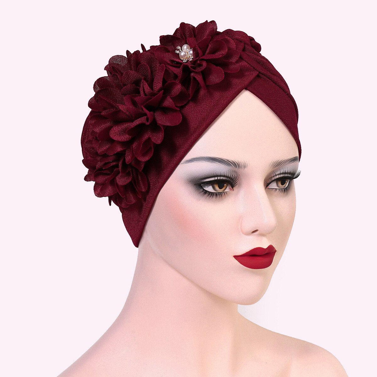 Turbante africano de flores y plumas para Mujer, gorro de , pañuelo musulmán para la cabeza, gorros para de boda, Turbante Autogele para Mujer