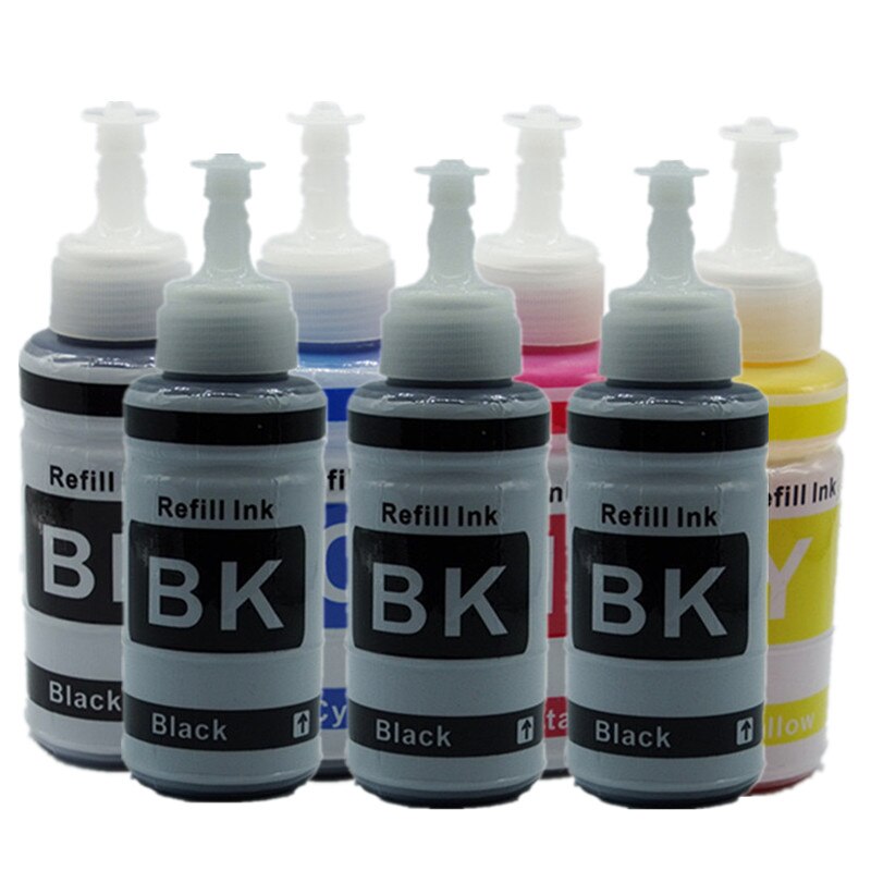 Kit de tinta de relleno No OEM, con base de inyección de tinta de 70ml, Kits para Epson L800 L801, cartucho de tinta de impresión No. T6731/2/3/4/5/6: 1 Set 3BK 7 x 70ML