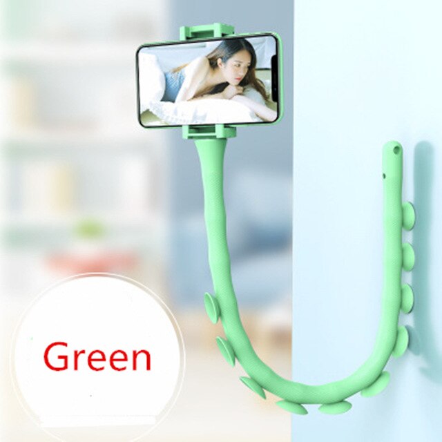 Linda oruga soporte perezoso sostenedor del teléfono móvil portátil flexible soporte para teléfono móvil de escritorio de la pared: Fresh green