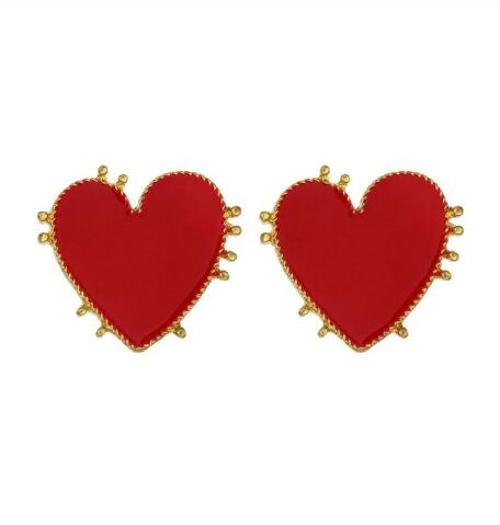 Vintage Bohemian Red Heart-shaped Earrings For Women Gold Punk Dangle Earring Brincos Statement Earings Jewelry Party: C2220