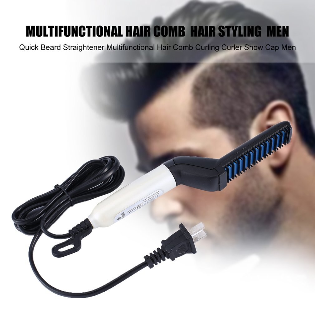 Quick Beard Straightener Multifunctional Hair Comb Curling Curler Show Cap Men
