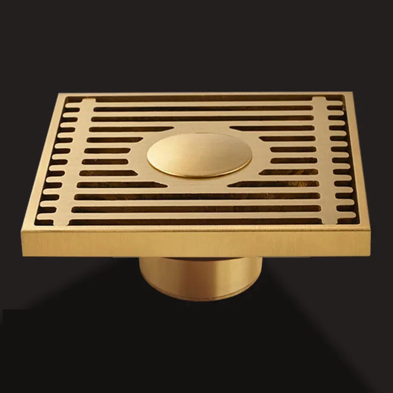 Desagüe de suelo dorado de 10x10cm, drenaje grueso de latón para prevención de olores, ducha, baño, balcón, lavadora, desagüe de suelo: Morado