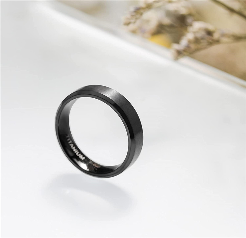 TIGRADE 6mm 8mm Titanium Ring Men Women Black Matte Wedding Engagement Band Brushed Unisex Couple Rings Comfort Fit
