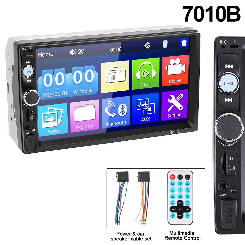 Bilradio 2 din  hd 7 " autoradio multimediaspelare 2 din pekskärm auto audio bilstereo  mp5 bluetooth usb tf fm kamera: 7010b