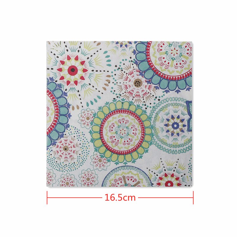20 Stks/set Servetten Papier Ronde Bloem Patroon Decoupage Servet Papieren Tissue Voor Xmas Wedding Decor Party Tafel Levert